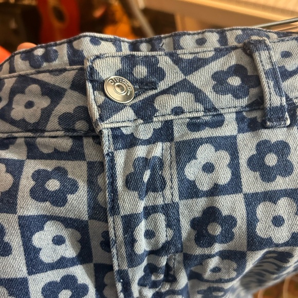 H&M Divided Rare Retro Floral Blue Patterned Flare Jeans Size 10 - Picture 13 of 15